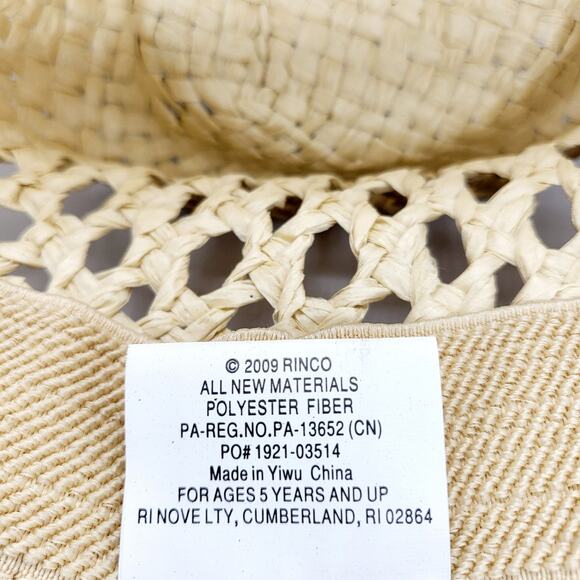 Rinco Western Cowgirl Medallion Tan Brown Straw Hat Youth Size 5 2009 Wide Brim - Picture 7 of 10